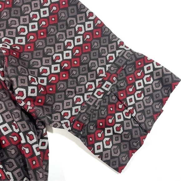 Eshakti A Line Dress Tie Waist Size XL 18 Geo Print Black Red - Picture 3 of 7